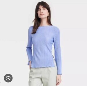 Pleated Blue Women's Top